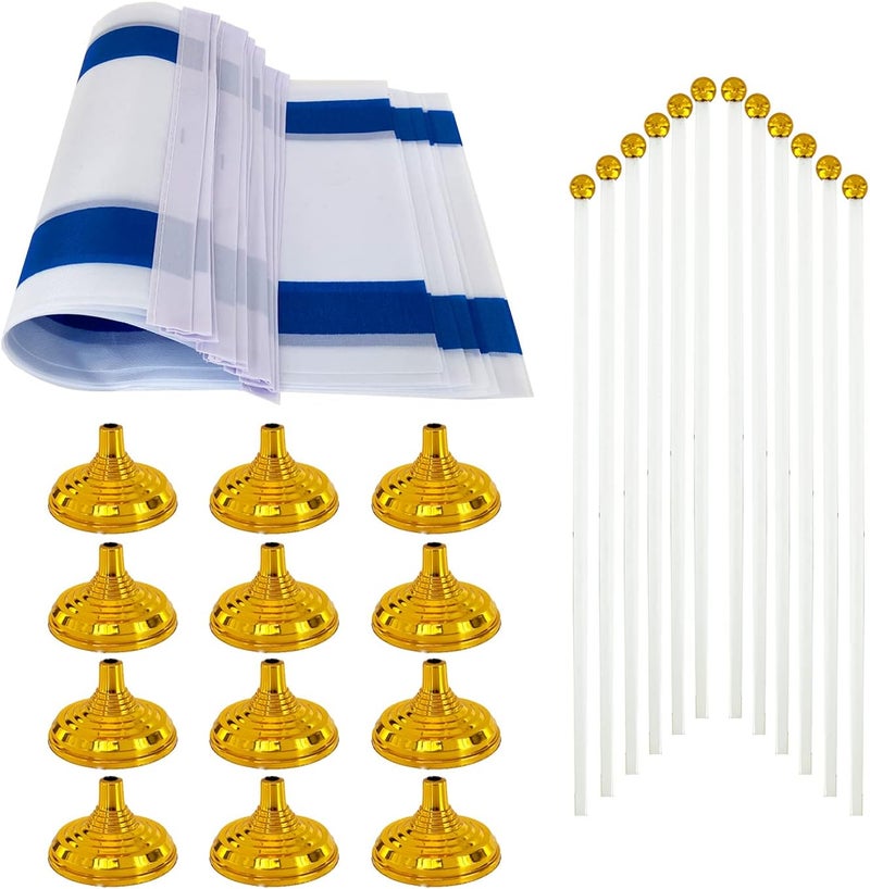 WXTWK 12 Pack Israel Flag israeli Desk Flag Small Mini israeli Table Flags With Stand Base,Home Office Festival Events Celebration Decorations - Image 3